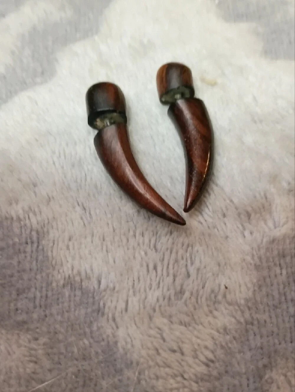 Earth Accessories Organic Wood And Surgical Steel Curved Spike Earrings